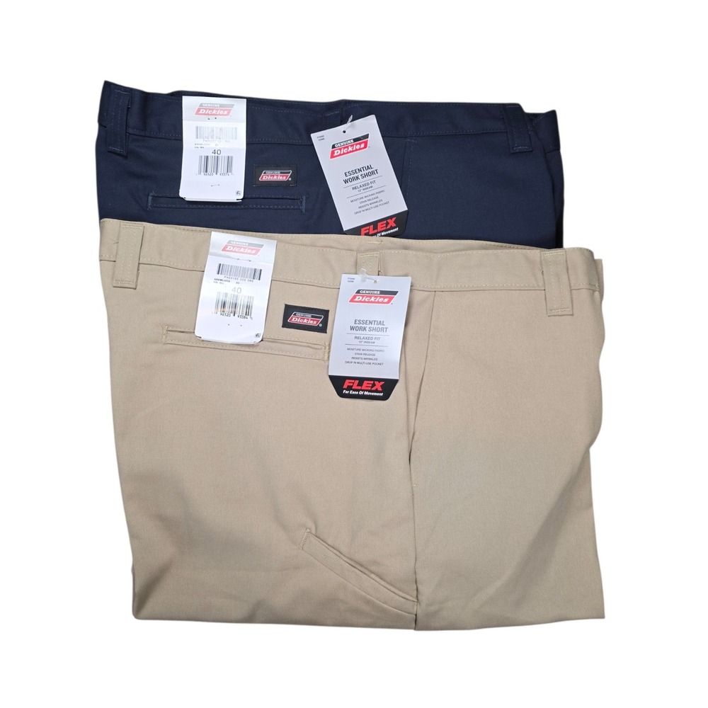 Dickies Mens Relaxed Fit Essential Work Shorts Lot Of 2 Khaki Navy Sz 40  NWT